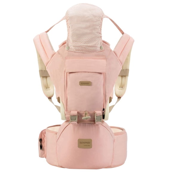 Portabebés SONMEI ergonómico 360° suave con asiento de cadera rosa