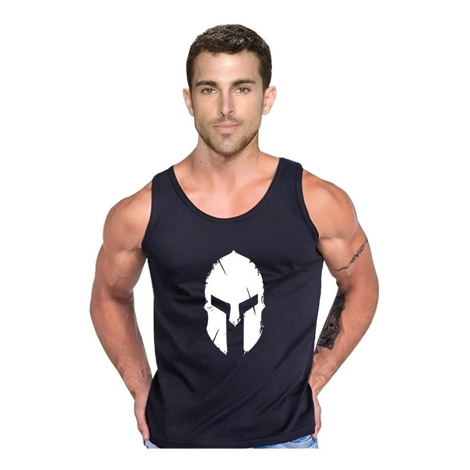 Persodesign - Polera Espartano Musculosa Gladiador Tank Gym Pesas Crossfit Talla 2xl Negro Hombre