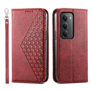 Funda Flip Foxdock Para Xiaomi Redmi 15 4G , Estilo Billetera Con Diseño Rombo, Correa De Mano Y Soporte, Uso Diario