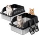 thumbnail image 1 of FURTIME Stainless Steel Litter Box with Lid 2Pcs, Enclosed M, 1 of 3