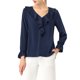 thumbnail image 5 of INSPIRE CHIC Blusa con Volantes para Mujer de Regreso a Clases Elegante para el Trabajo Cuello en V Manga Larga Top Elegante Azul Oscuro XL, 5 of 7