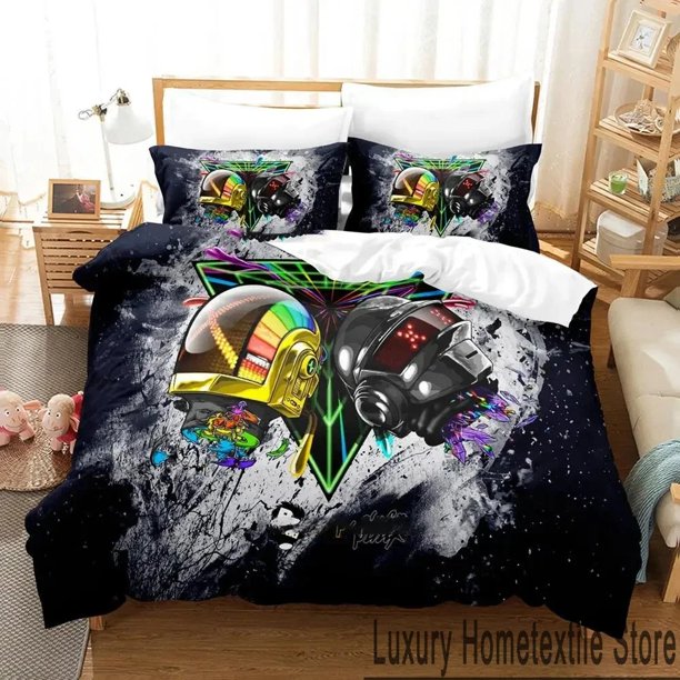 Daft Punk Bedding Set Duvet Cover Bed Set Quilt Cover Pillowcase Comforter Size Boys Adult Bedding Set Bed Sheets