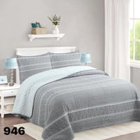 Genérico - Cubrecama Quilt Sherpa 2 Plazas - Gris Lineas M946