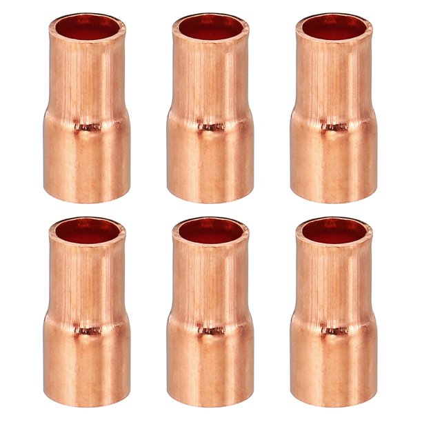 Uxcell Reductor de Cobre de 5/16" a 1/4" ID, 6 Piezas de Acoplamiento Reductor de Presión Conector de Tubo de Cobre