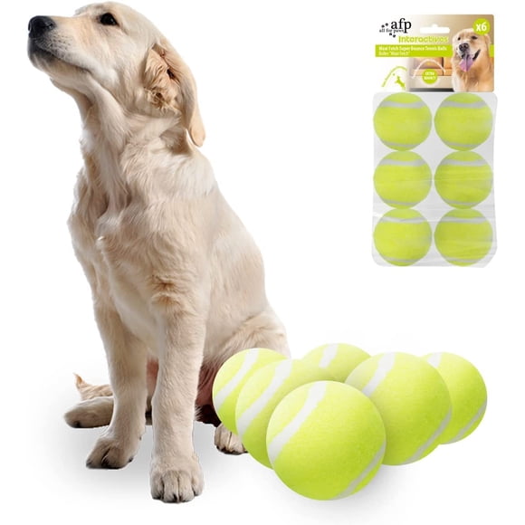 Pelotas de tenis ALL FOR PAWS de 2.5 pulgadas para perros, paquete de 6