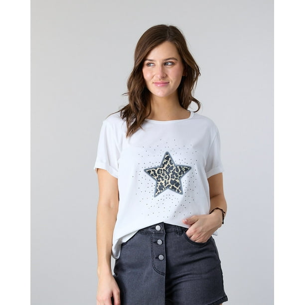 Polera Mujer Star aplicación strass Polemic
