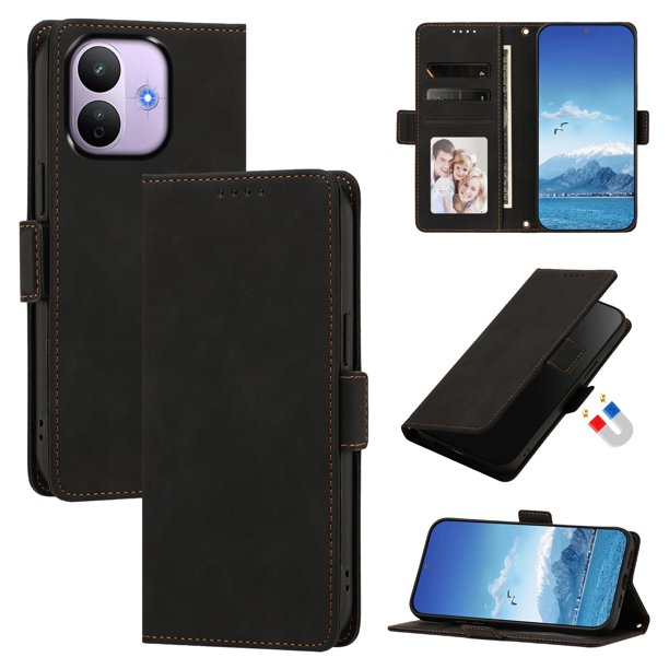 Funda Billetera Delgada para Xiaomi Redmi Note 17 Pro 5G con Ranuras y Soporte Negro