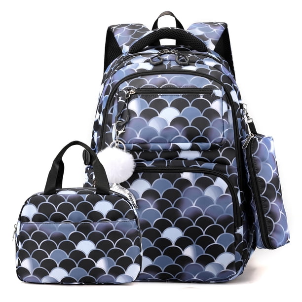 School Backpack for Girls Teens Kids Elementary School 3 Pieces Lightweight Backpack with Lunch Bag and Pencil Case