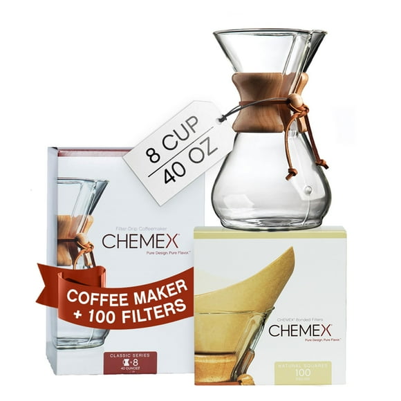 Cafetera Chemex Serie Classic de 8 tazas con 100 filtros