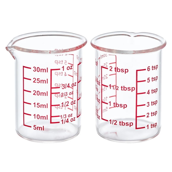 Vaso medidor de vidrio Ackers BORO3.3 30 ml (1 oz), paquete de 2