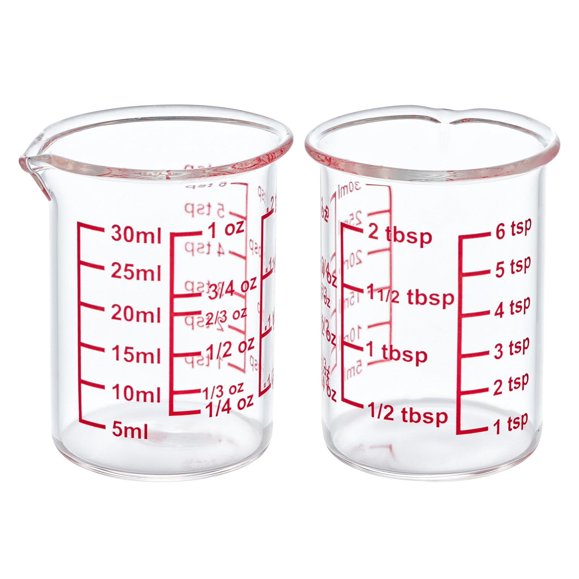 Vaso Medidor De Vidrio Ackers Boro3.3 30 Ml (1 Oz), Paquete De 2