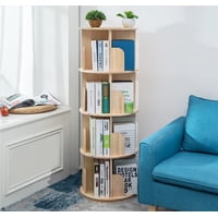 Estantería Heehee De Madera Giratoria De 360 Grados, 4 Niveles, Madera De Pino