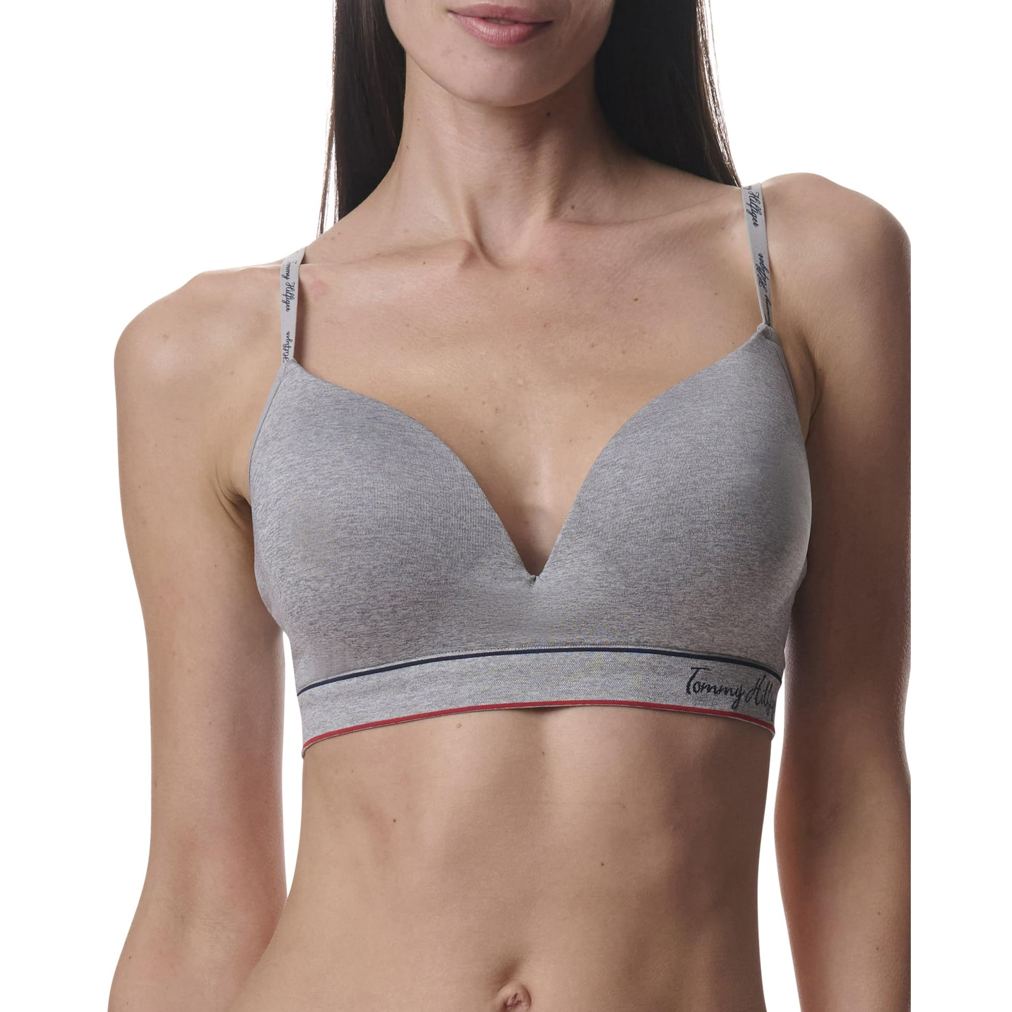 Bralette Tommy Hilfiger Sin Costuras, Ligeramente Forrado, Gris Jaspeado