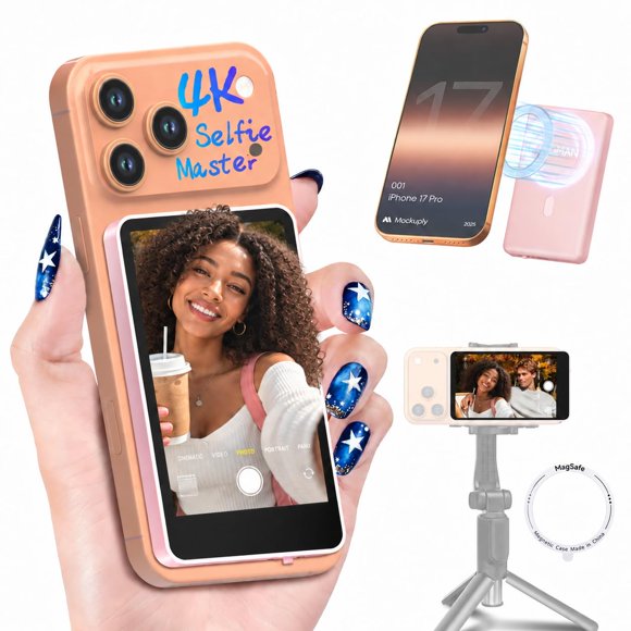 Monitor de Selfie Moman 4K inalámbrico para iPhone 7‑18 rosa