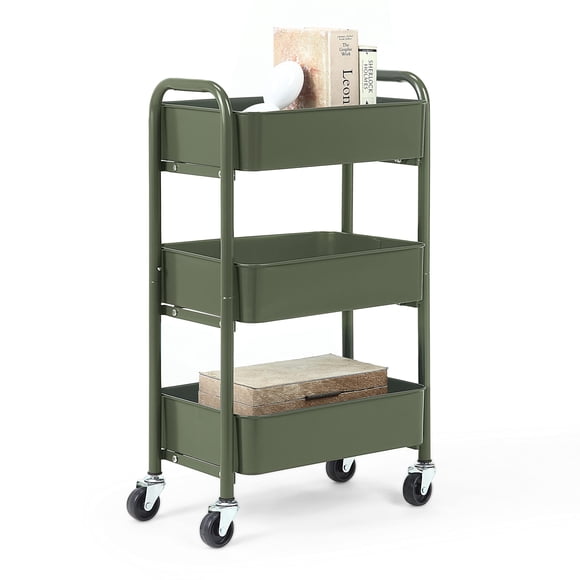 Organizador de almacenamiento SunnyPoint de 3 niveles con ruedas giratorias Army