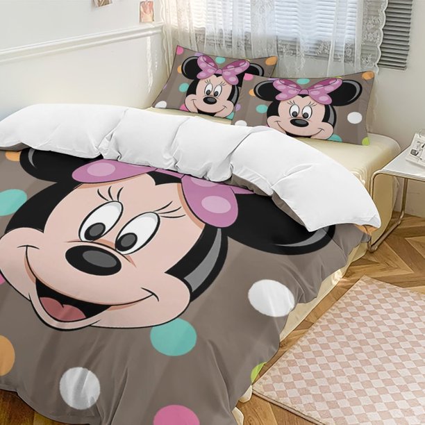 Minnie MouseCartoon Collection 3-Piece Comforter Set, Personalized Bedding Decor for Kids And Teens Bed Sheets