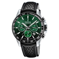Reloj Festina Timeless Cronógrafo Cuarzo Correa De Cuero Esfera Verde F20561-5 100M Para Hombre