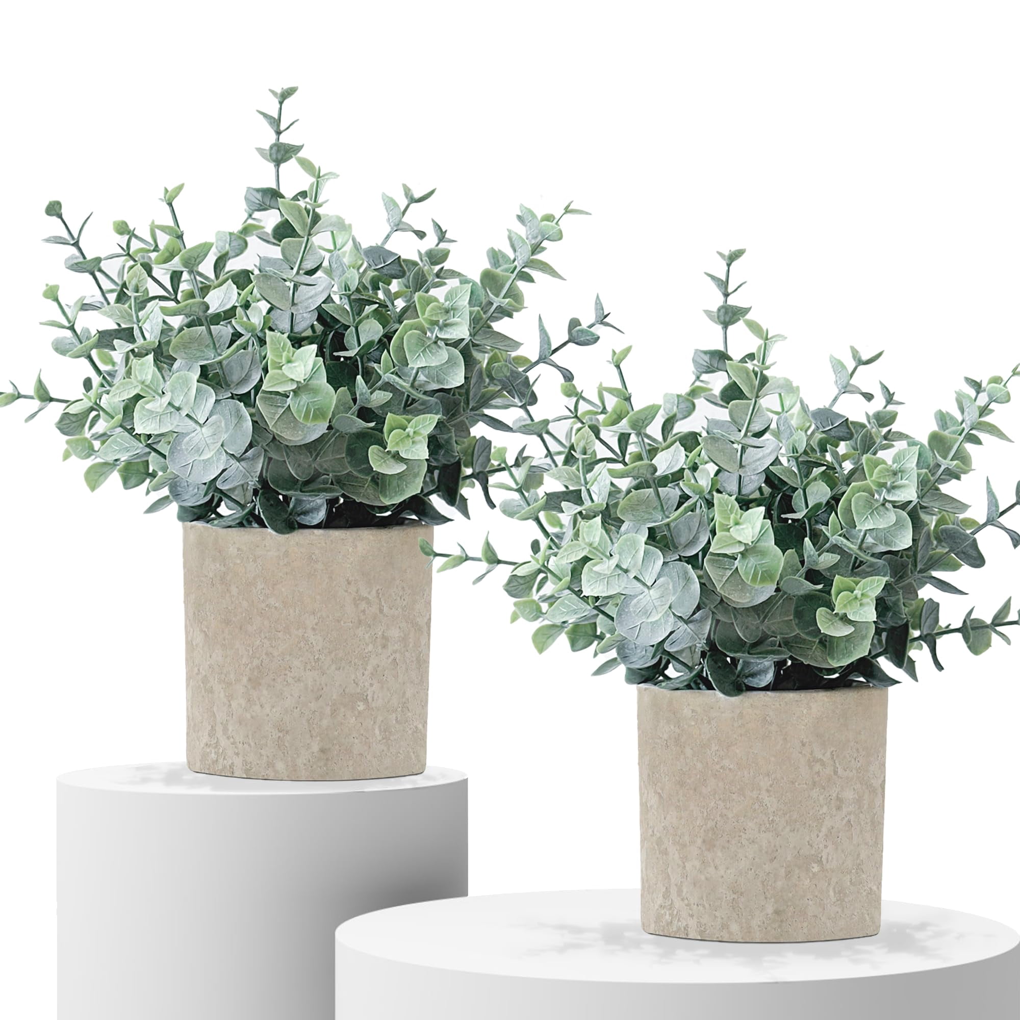Plantas Artificiales Mixrose Eucalyptus En Maceta Pequeña, 2 Unidades, Para El Hogar