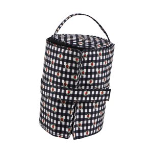 Magideal - Bolsa De Almacenamiento De Estambre Portátil Organizador Para Proyectos De Tejido Con Cierre De Cremallera Dispensador Extraíble De Hilo Y Asa Para Ll Negro