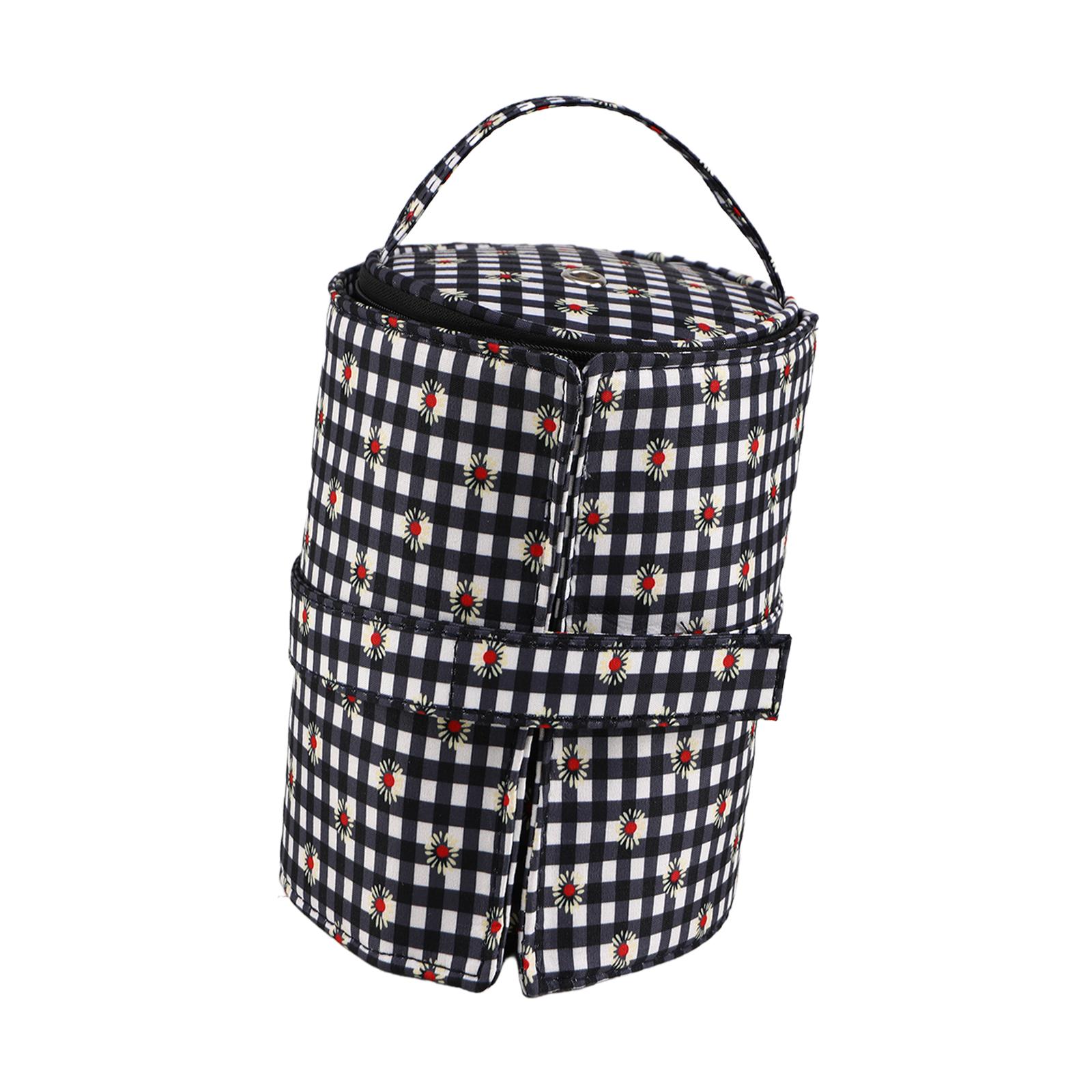 Magideal - Bolsa De Almacenamiento De Estambre Portátil Organizador Para Proyectos De Tejido Con Cierre De Cremallera Dispensador Extraíble De Hilo Y Asa Para Ll Negro