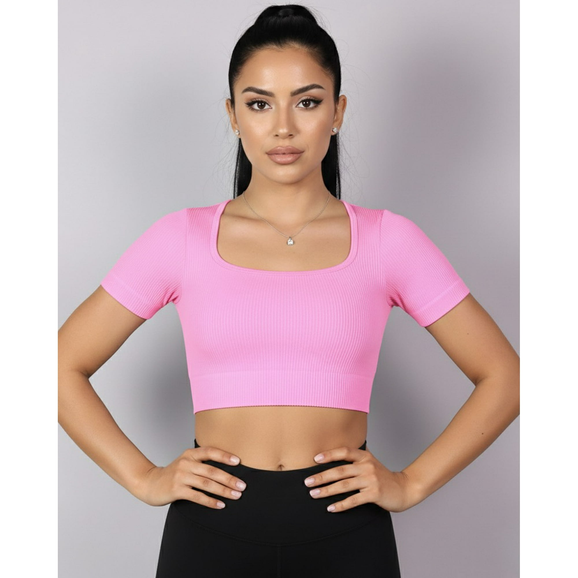 Flix Spa - Top Camiseta Deportiva Mujer Manga Corta Acanalado