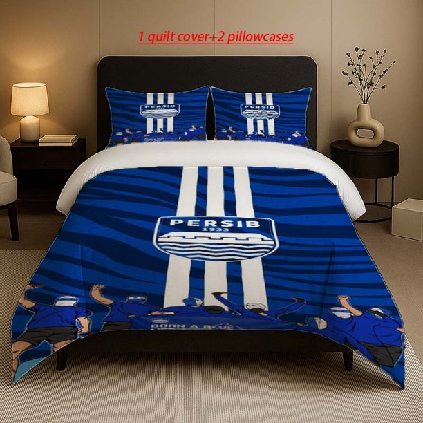 Bandung Persib Football Club Pattern Three-Piece Set Soft And Comfortable Bedding Set Suitable for All Seasons