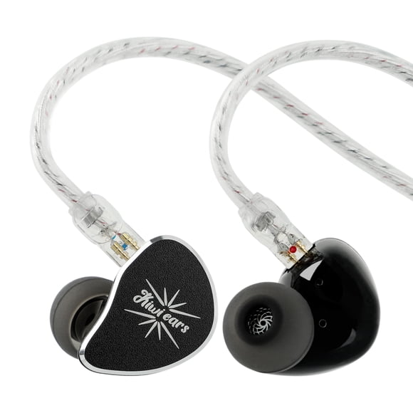 Linsoul Kiwi Ears Belle Monitor Intrauditivo Dinámico de 10mm DLC, Auriculares HiFi con Cable Doble Chapado en Plata, IEM Profesional para Escenario/Juegos/Producción Musical (Sin Micrófono, Negro)