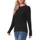 thumbnail image 4 of INSPIRE CHIC Suéter de Punto Cable para Mujer Cuello Redondo Hombro Caído Manga Larga Casual Otoño Invierno Suéter L Negro, 4 of 6
