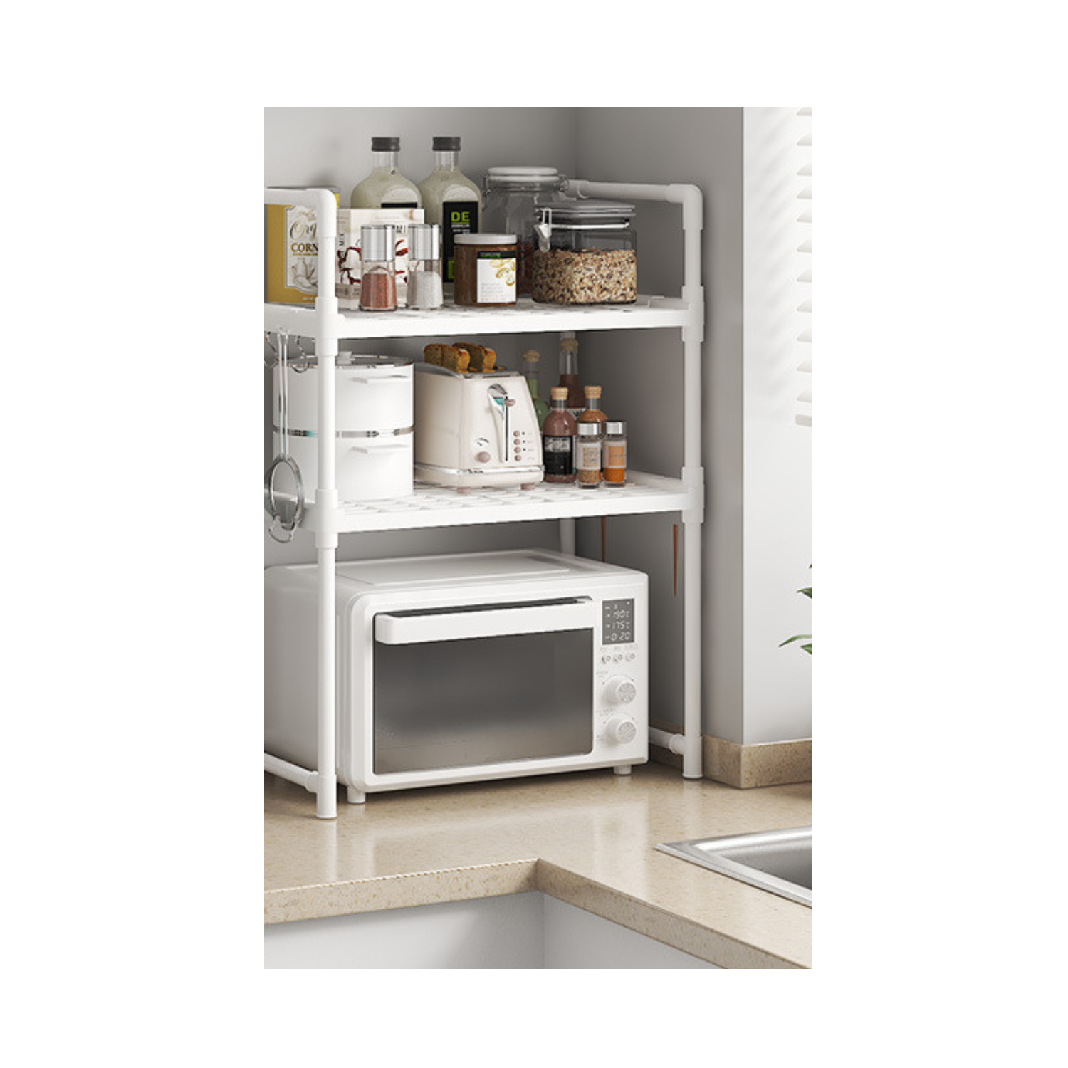 Casa Pagoda - Rack Estante Organizador Microondas Multiusos 3 Niveles Blanco