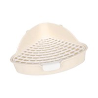 Ioensy - Orinal Conejo Mediano Orinal Triángulo Con Rejilla Para Conejo Chinchilla Beige