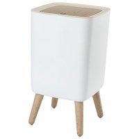 Magideal - Cubo De Basura De Estilo Nórdico Con Tapa, Cubo De Basura De Imitación De Grano De Madera Con Tapa Superior A Presión, Cubo De Basura De Pie Alto Para Cuadrado