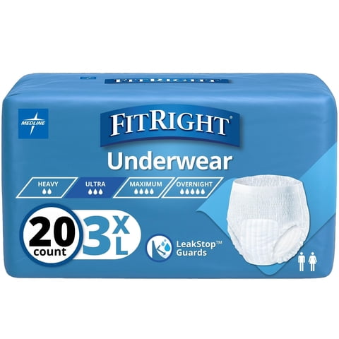 Medline - Ropa Interior Para Incontinencia Para Adultos Fitright Heavy Absorb 3Xl