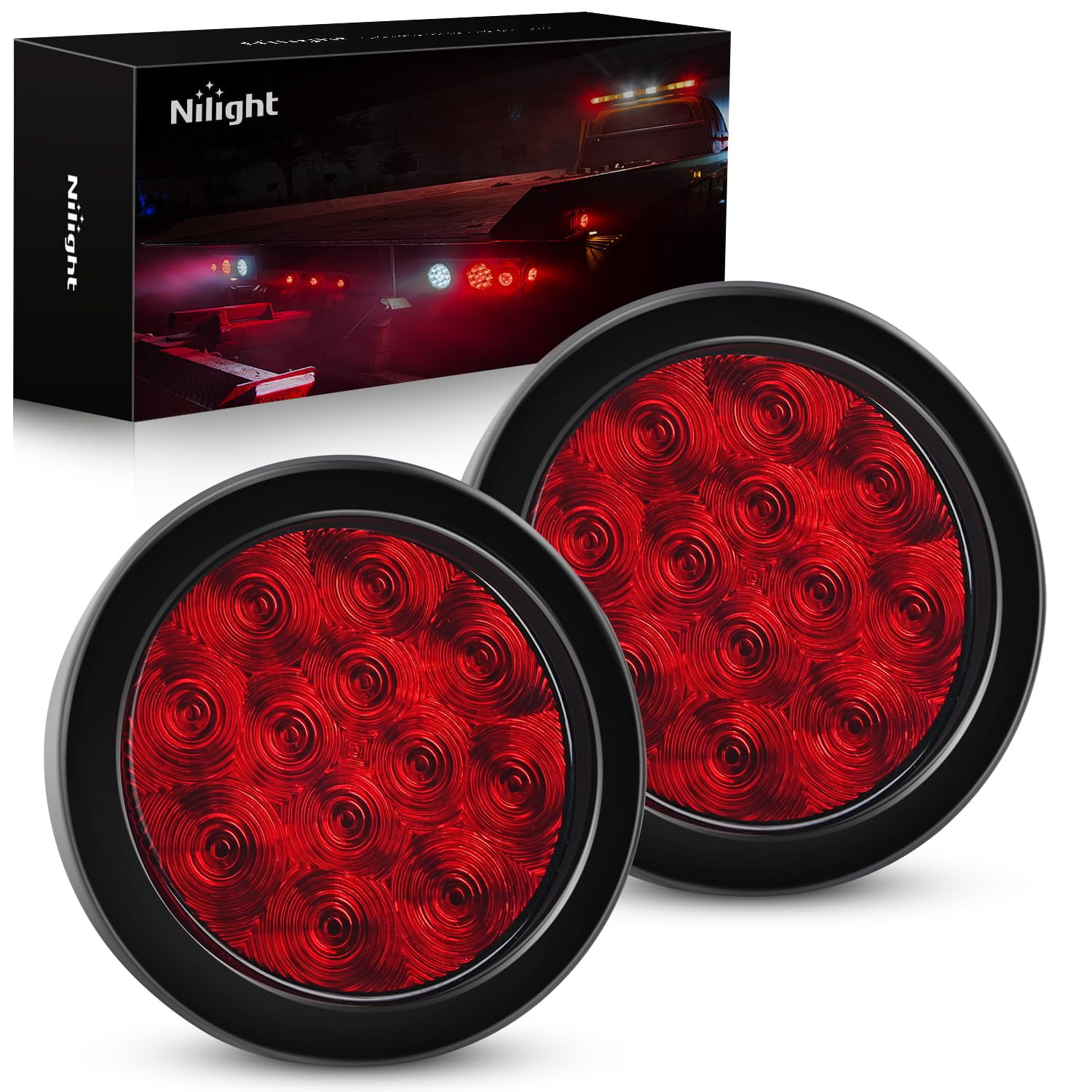 Luces Traseras Para Remolque Nilight Tl-18, 4 Cm, Redondas, Led Rojas, X2