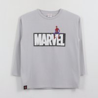 Polera Manga Larga Niño Back Print Spiderman Blanco Marvel
