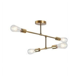 Want - Lámpara Colgante De 4 Luces Porta E-27 Dorado Incluye Ampolletas