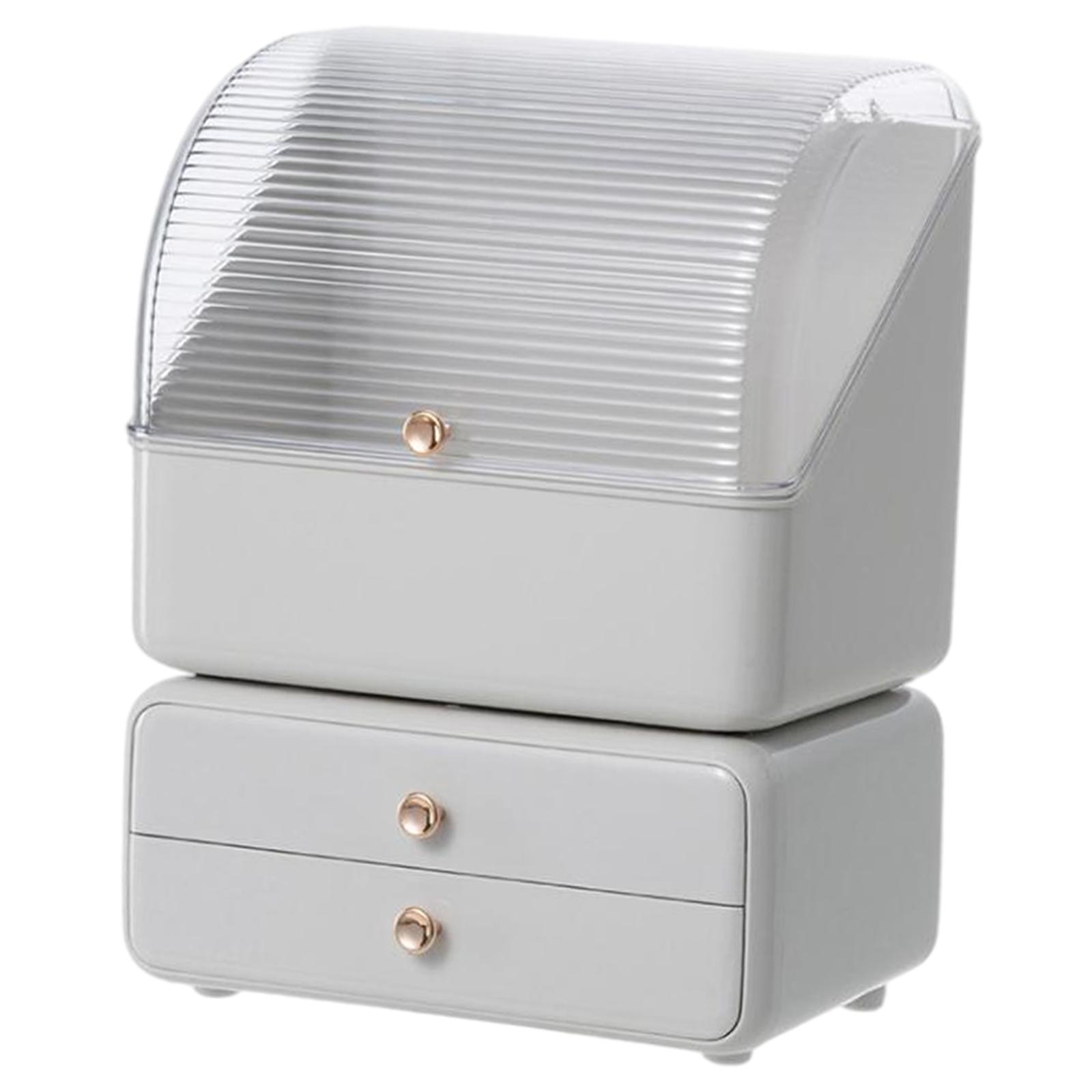 Ioensy - Organizador De Maquillaje De Escritorio Caddy Holder Organizadores De Cuidado De La Piel Para Cajón De Encimera Flip White