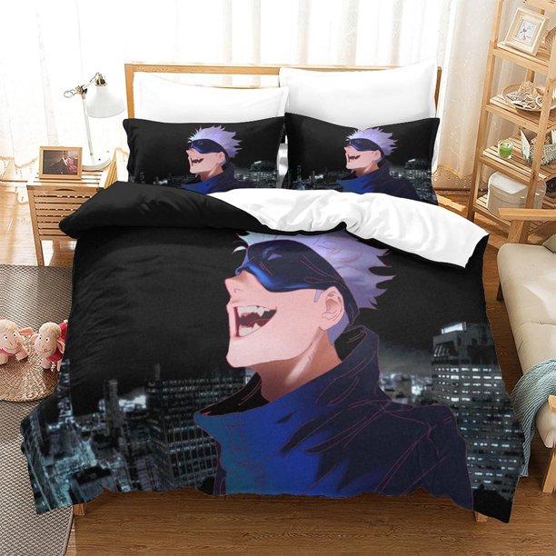 Anime Satoru Gojo Bedding Duvet Cover Set Jujutsu Kaisen Printed Bedding Quilt Cover Ultra Soft Microfiber for Kids Teens Adults King