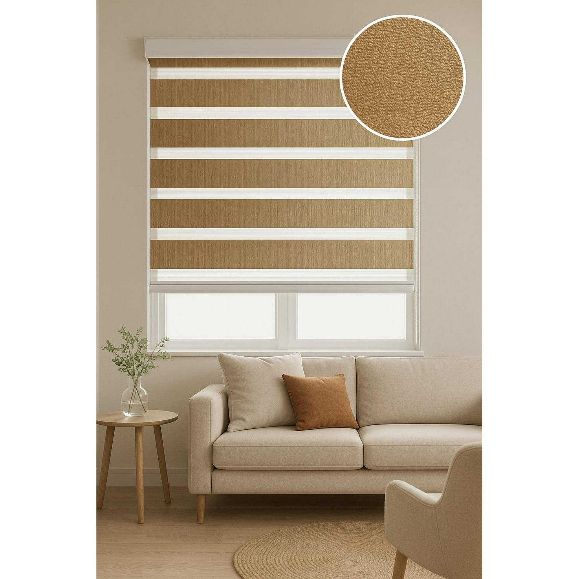 Clems - Cortina Roller Duo Zebra Dia Y Noche 060x160 Marron Claro 060x140