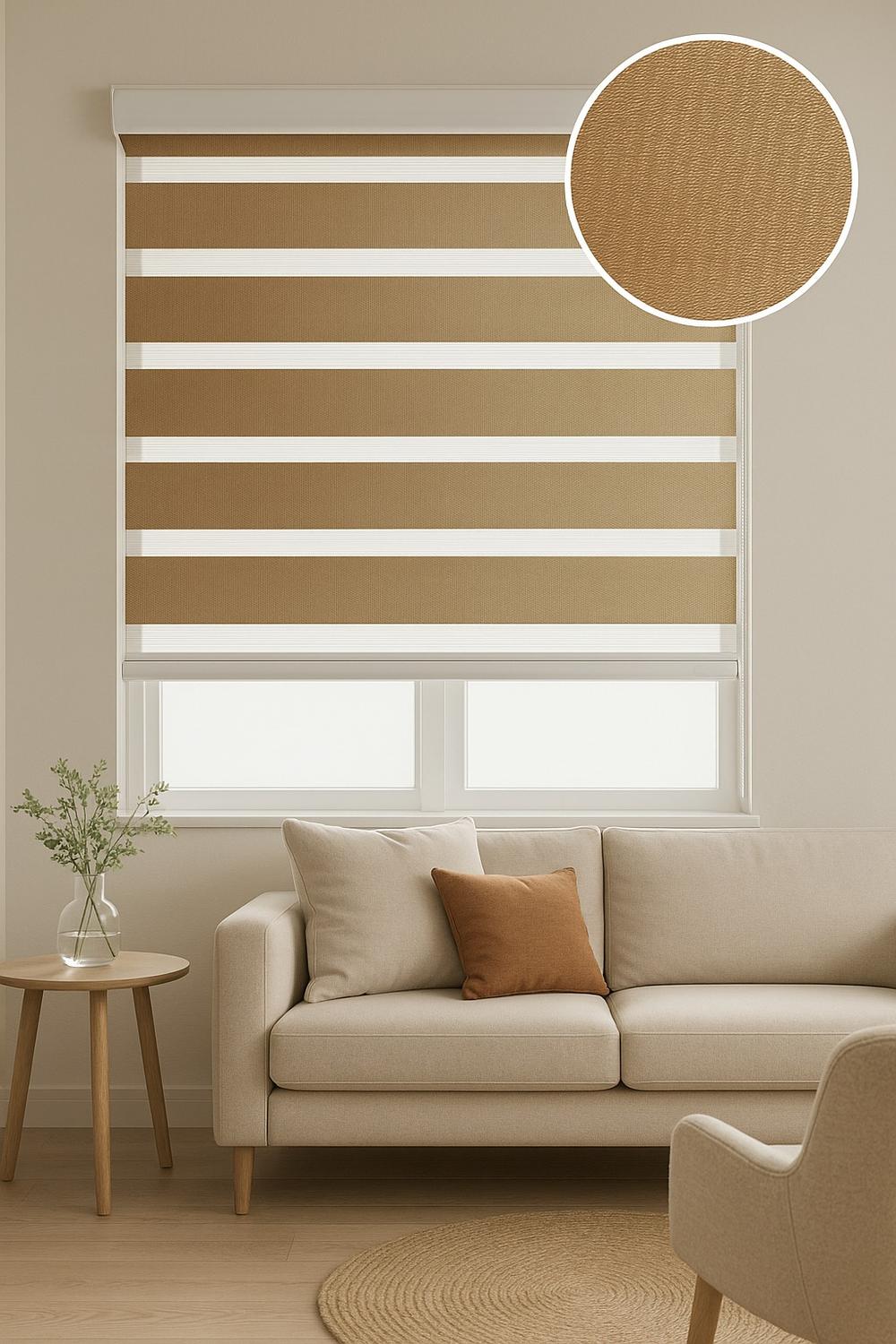 Clems - Cortina Roller Duo Zebra Dia Y Noche 060X160 Marron Claro 060X160