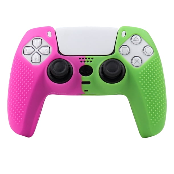 Funda protectora de silicona antideslizante para joystick compatible con el mando de PlayStation 5 - Funda de agarre duradera para Gamepad Accesorios-Rosa Verde