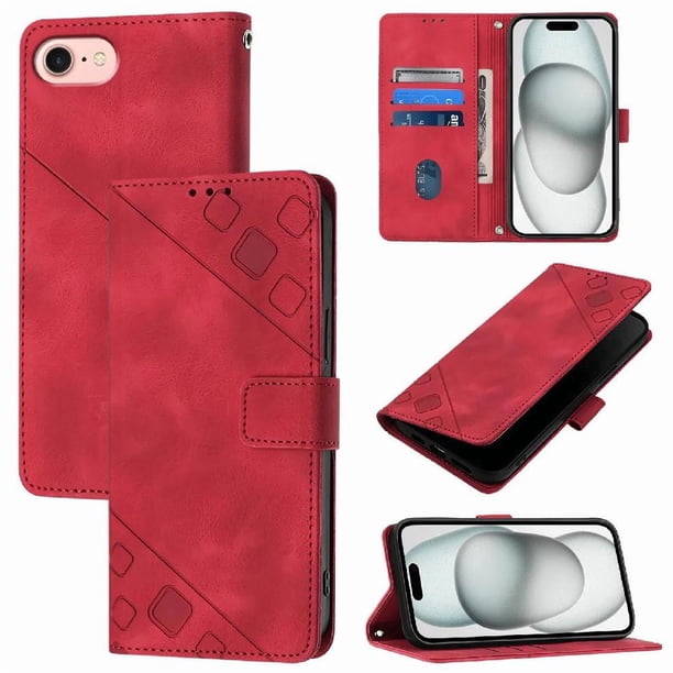 Funda Cartera para iPhone 17e con Soporte y Ranuras, Resistente a Golpes y Rayones Rojo