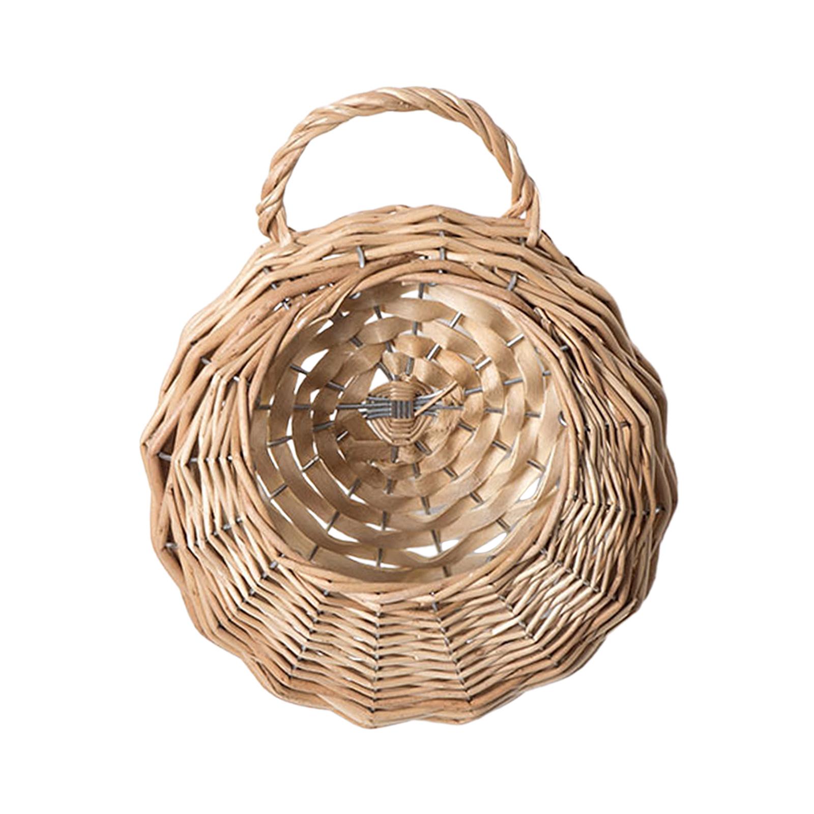 Ioensy - Cesta De Flores Colgante De Mimbre, Macetero De Pared, Césped, Patio, Balcón, Maceta, Soporte De Madera