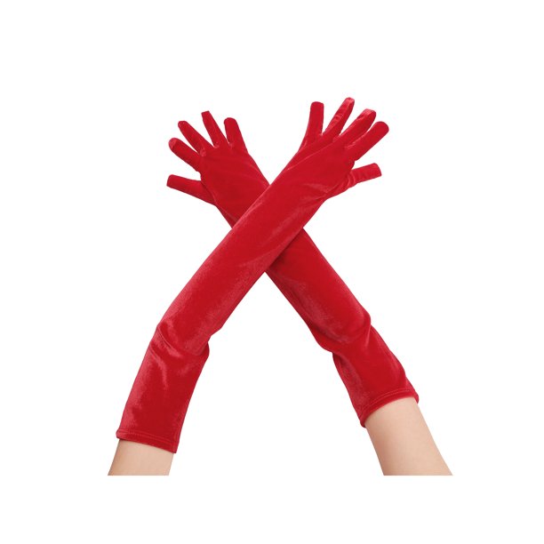 INSPIRE CHIC Guantes Largos de Terciopelo para Mujer 1920s Guantes de Ópera de Dedo Completo para Fiesta Nocturna Rojo L