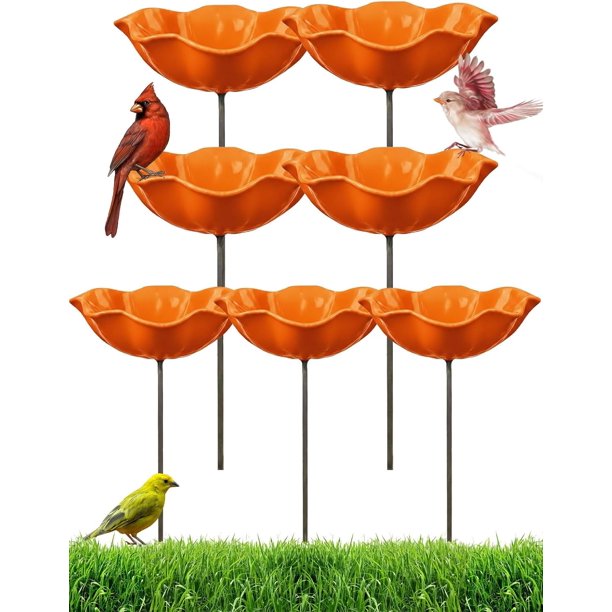 Estaca jardín flor metal hecha mano baño pájaros estación riego abejas mariposas exterior