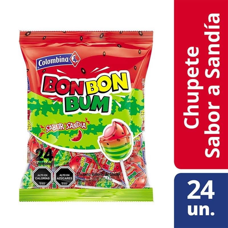 Chupete Bon Bon Bum Sandia 456 g Colombina