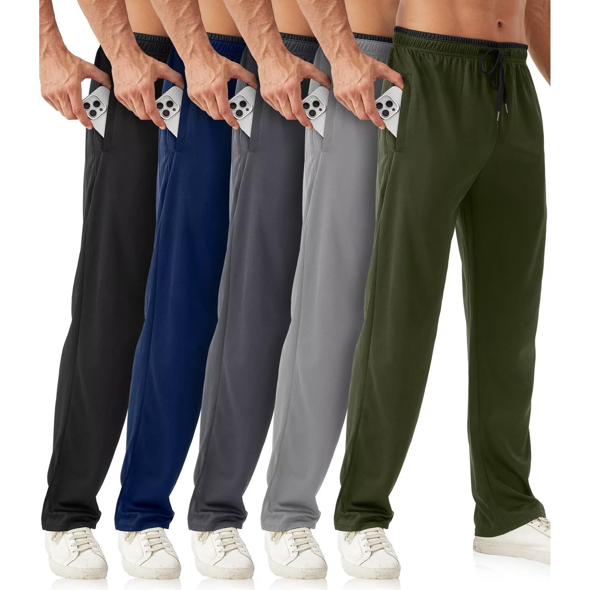 Pantalones Deportivos Ozyjd Para Hombre Con Bolsillos Con Cremallera, Paquete De 5 Unidades