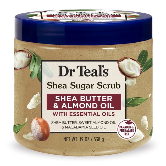 Exfoliante Dr Teal's Shea Sugar 19 oz con Manteca de Shea y Almendra