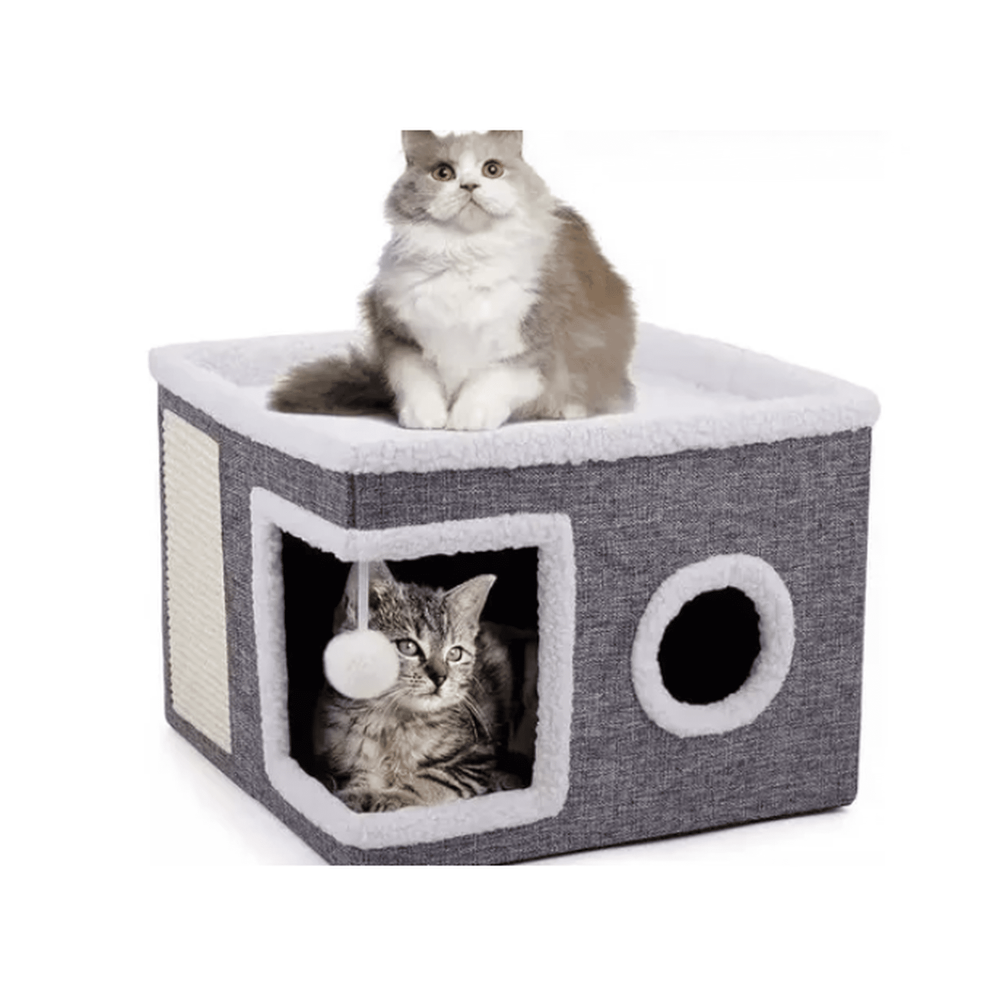 Bienok - Casa Iglu Para Gatos Cama Michis Plegable Con Cojin Pompon