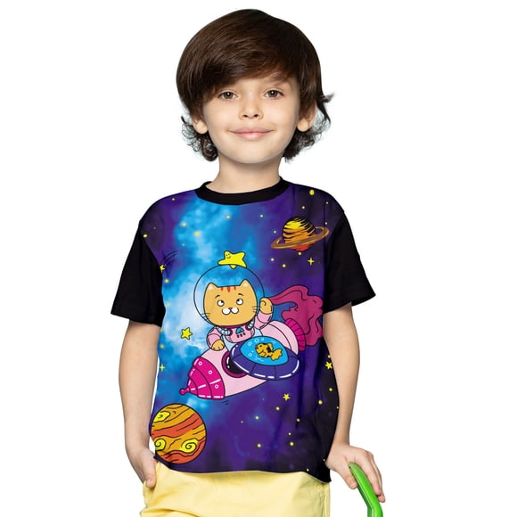 Polera estampada de niño/niña Bagù Gatito Espacial T-04