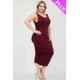 thumbnail image 3 of Saronite Vestido Midi Ajustado sin Mangas, Elástico, Fruncido y con Escote Cuadrado, Color Burdeos (Talla Grande para Mujer), 3 of 5